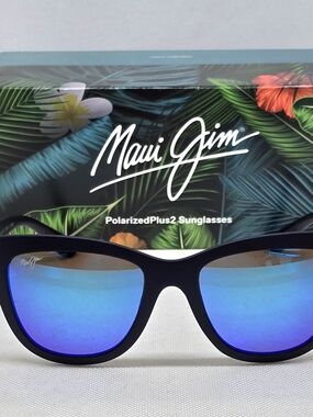 Maui Jim Polarized Sunglasses - Black Frame with Blue Mirrored Lenses